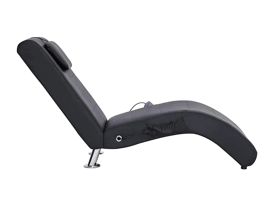 Fjorin  Chaise longue de massage avec oreiller Noir Similicuir
