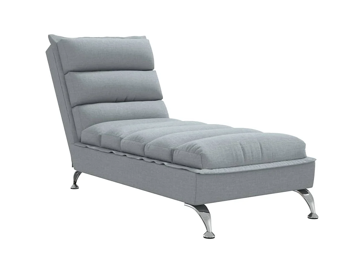Saumur  Chaise longue avec coussins gris clair tissu