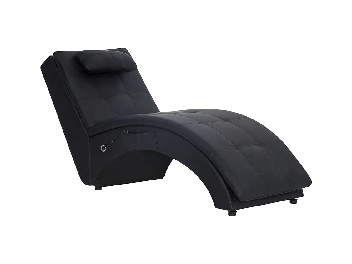 Dagar  Chaise longue de massage avec oreiller Noir Similicuir