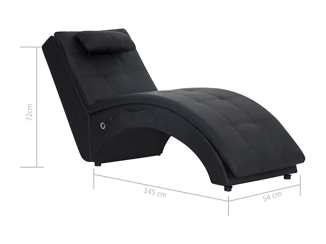 Dagar  Chaise longue de massage avec oreiller Noir Similicuir