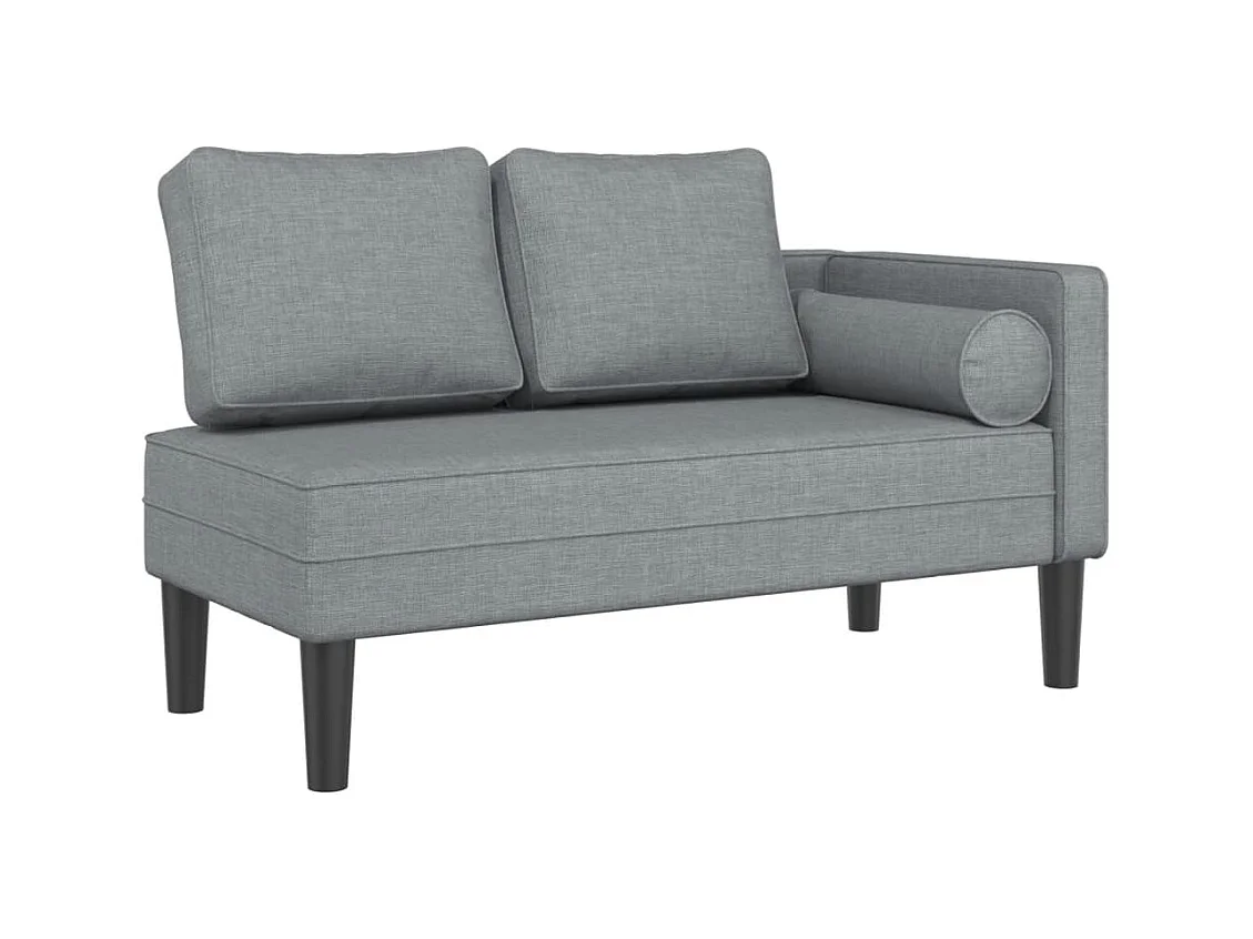 Isa  Chaise longue avec coussins gris clair tissu