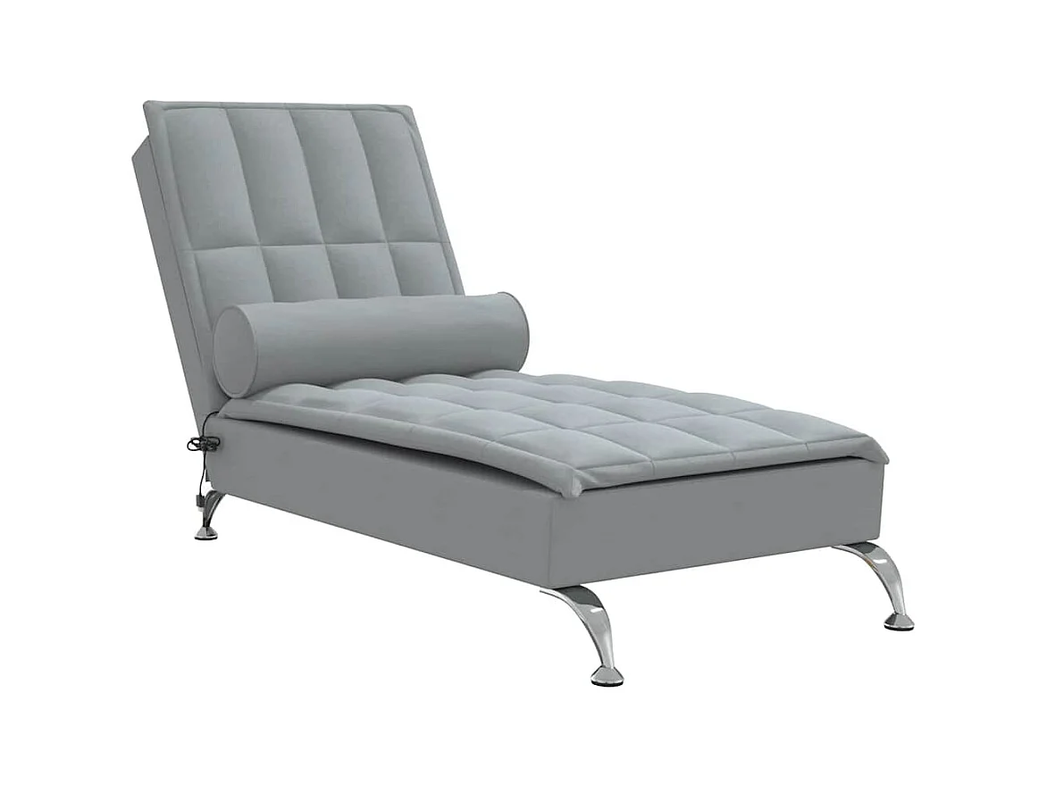 Yrin  Chaise longue de massage avec traversin gris clair tissu