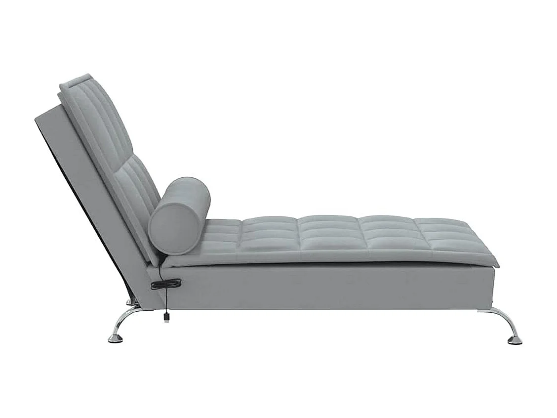 Yrin  Chaise Longue Massaggi Cuscino a Rullo Grigio Caro in Tessuto