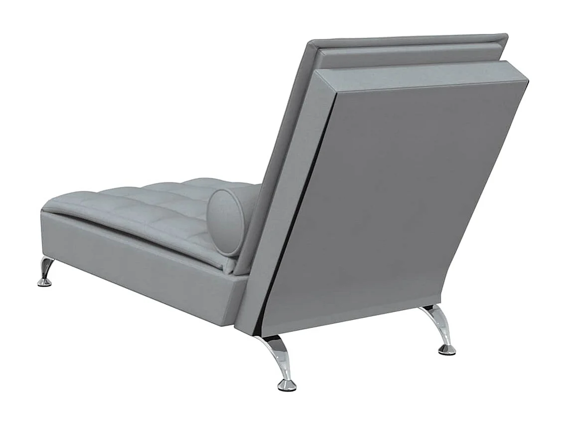 Yrin  Chaise Longue Massaggi Cuscino a Rullo Grigio Caro in Tessuto