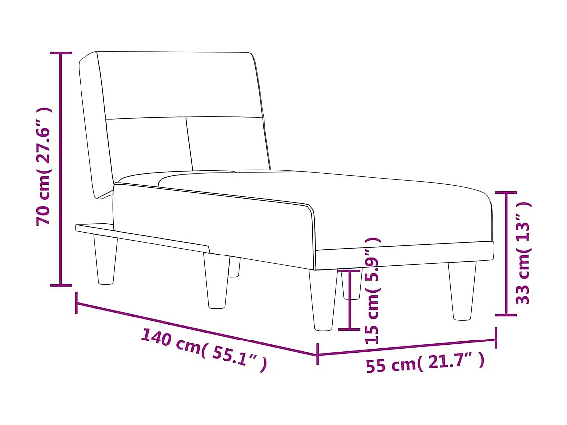 Jersey City  Chaise longue stof donkergrijs