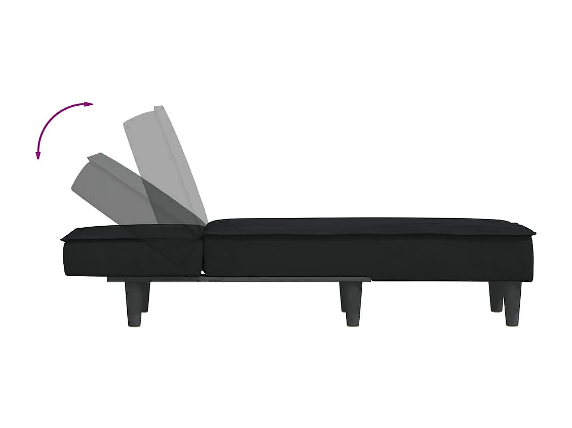 Ilor  Chaise longue noir velours