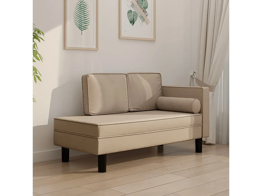 Wylrik  Chaise longue avec coussins et traversin cappuccino similicuir