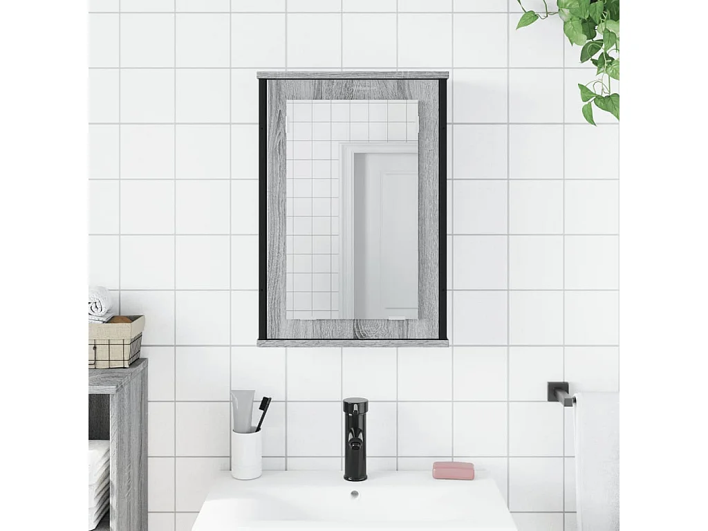 Clemente  Armoire à miroir de salle de bain sonoma gris bois d’ingénierie