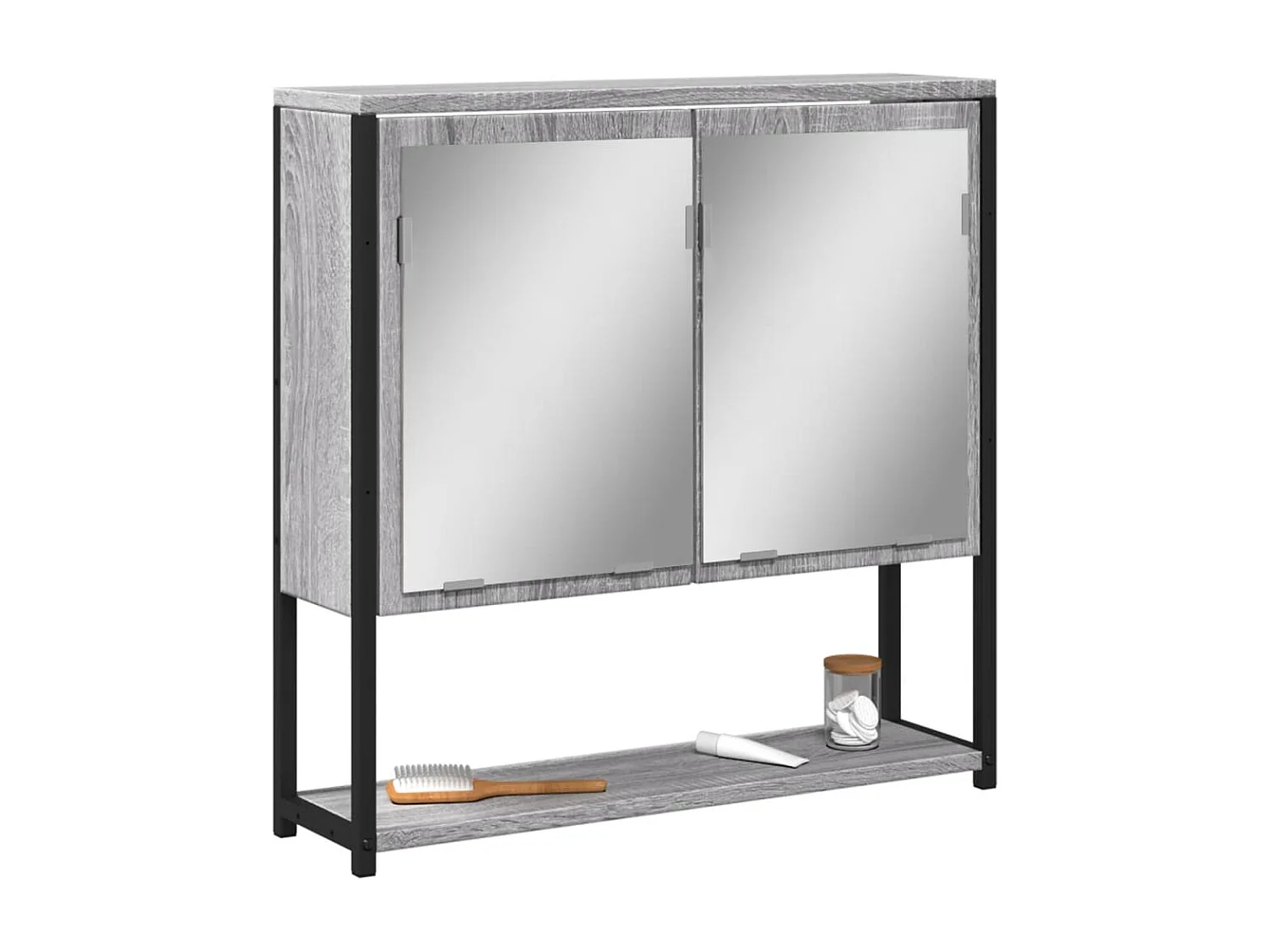 Edmondo  Armoire à miroir de salle de bain sonoma gris bois d’ingénierie