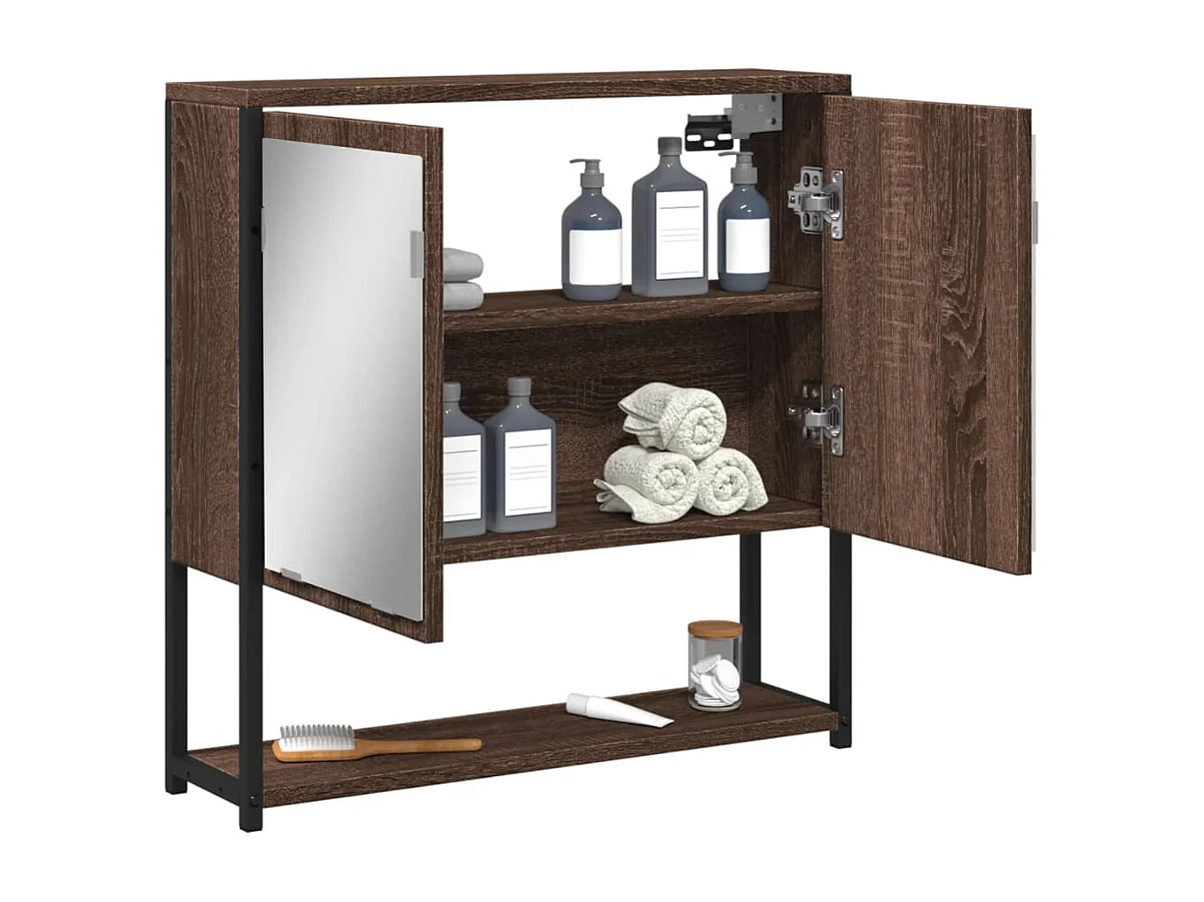 Edmondo  Armario con espejo baño madera marrón roble 60x16x60 cm