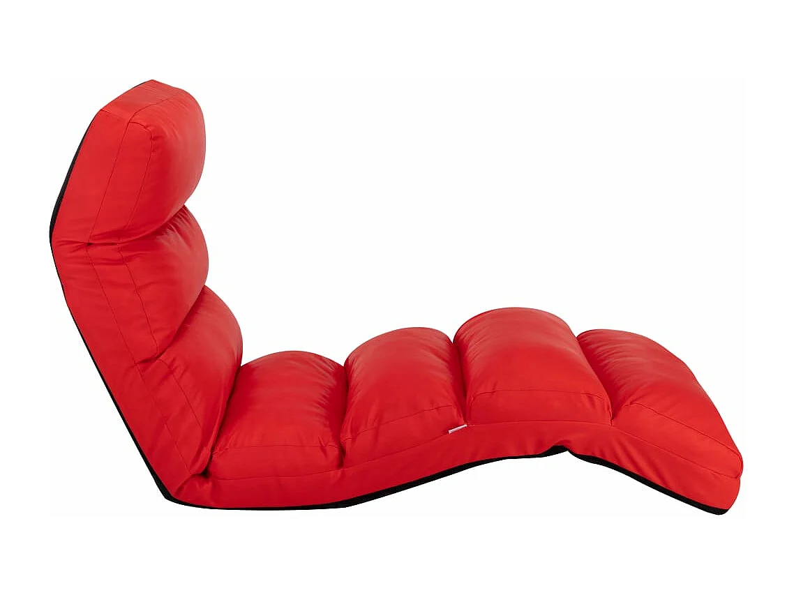 Guadalupe Isabel  Tumbona de suelo plegable de cuero sintético rojo