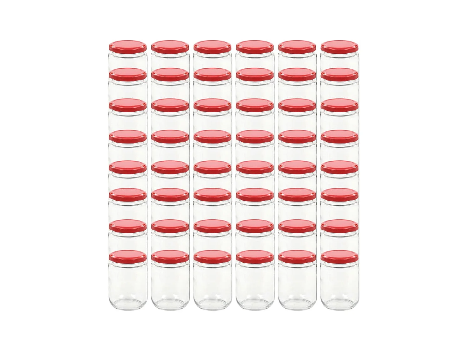 Drew Mason  48 pcs Pots à confiture avec couvercle rouge Verre 230 ml
