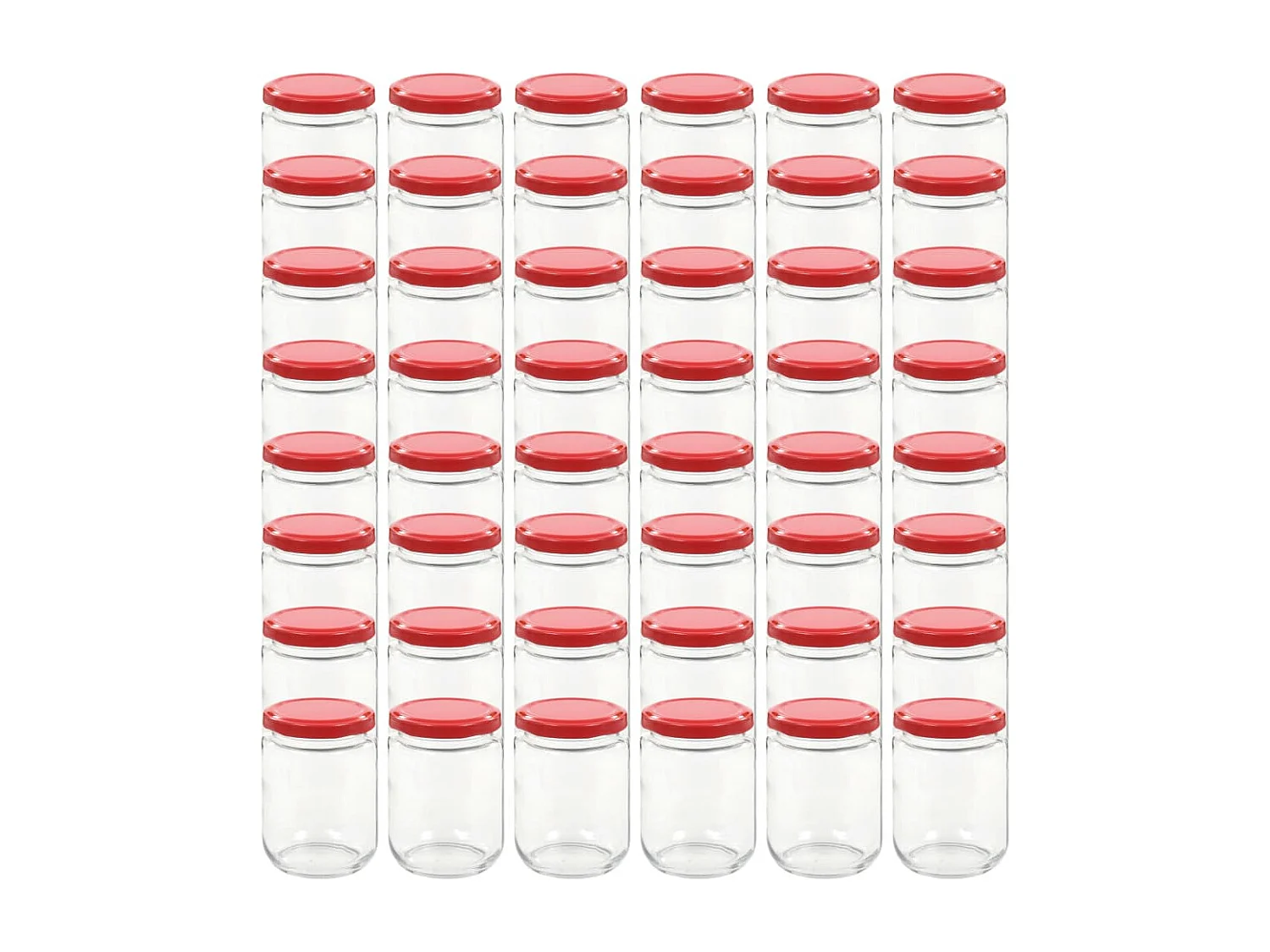 Drew Mason  48 pcs Pots à confiture avec couvercle rouge Verre 230 ml