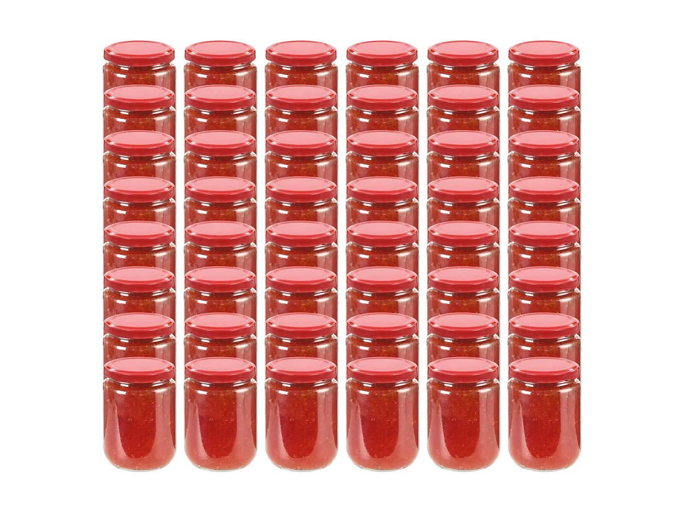 Drew Mason  48 pcs Pots à confiture avec couvercle rouge Verre 230 ml