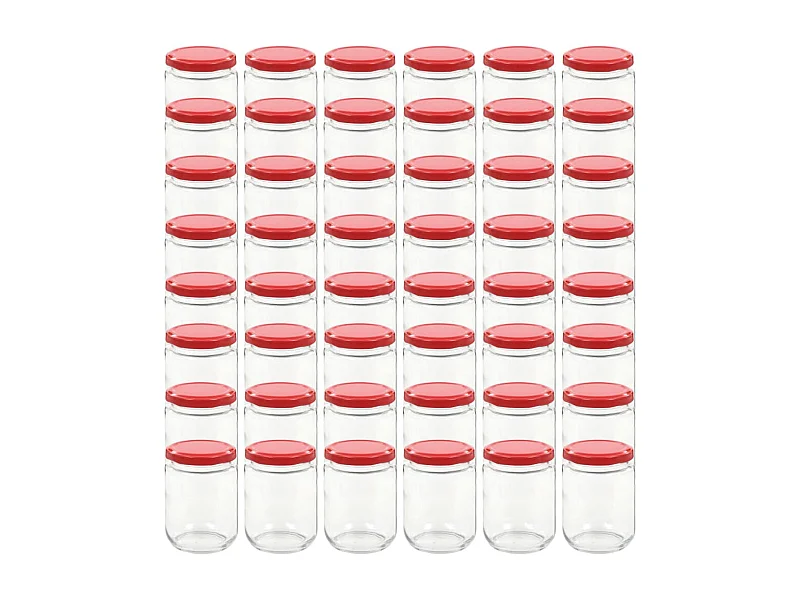Drew Mason  48 pcs Pots à confiture avec couvercle rouge Verre 230 ml