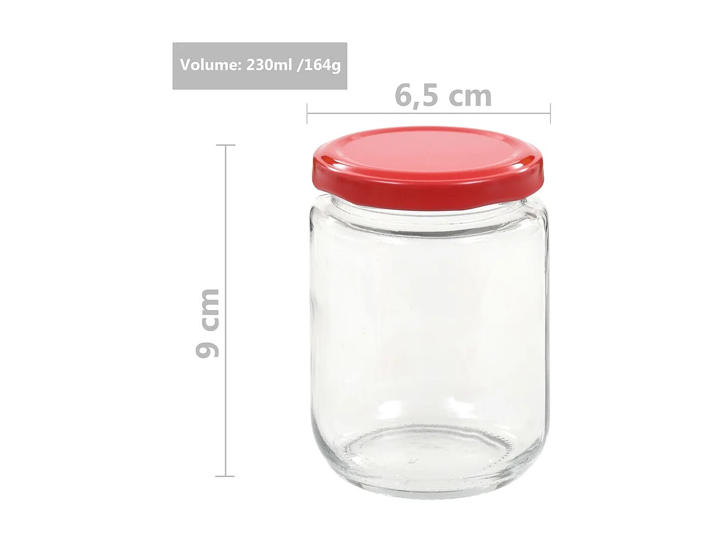 Drew Mason  Marmeladengläser mit Rotem Deckel 96 Stk. 230 ml