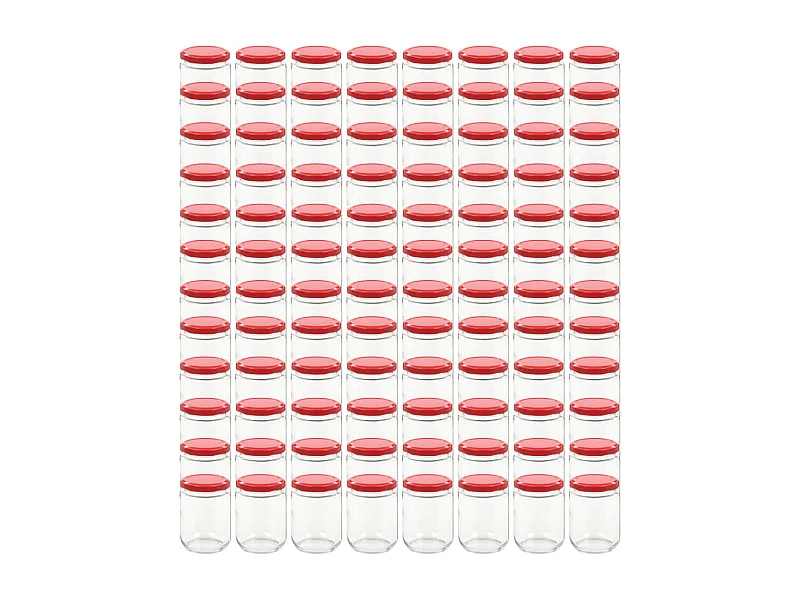 Drew Mason  Pots à confiture avec couvercle rouge 96 pcs Verre 230 ml