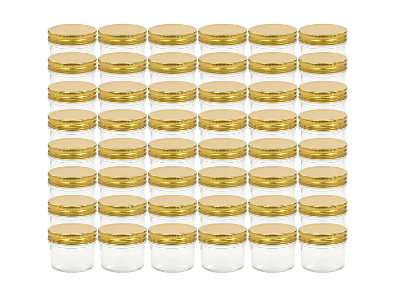 Louis-Francis-René  48 pcs Pots à confiture avec couvercle doré Verre 110 ml