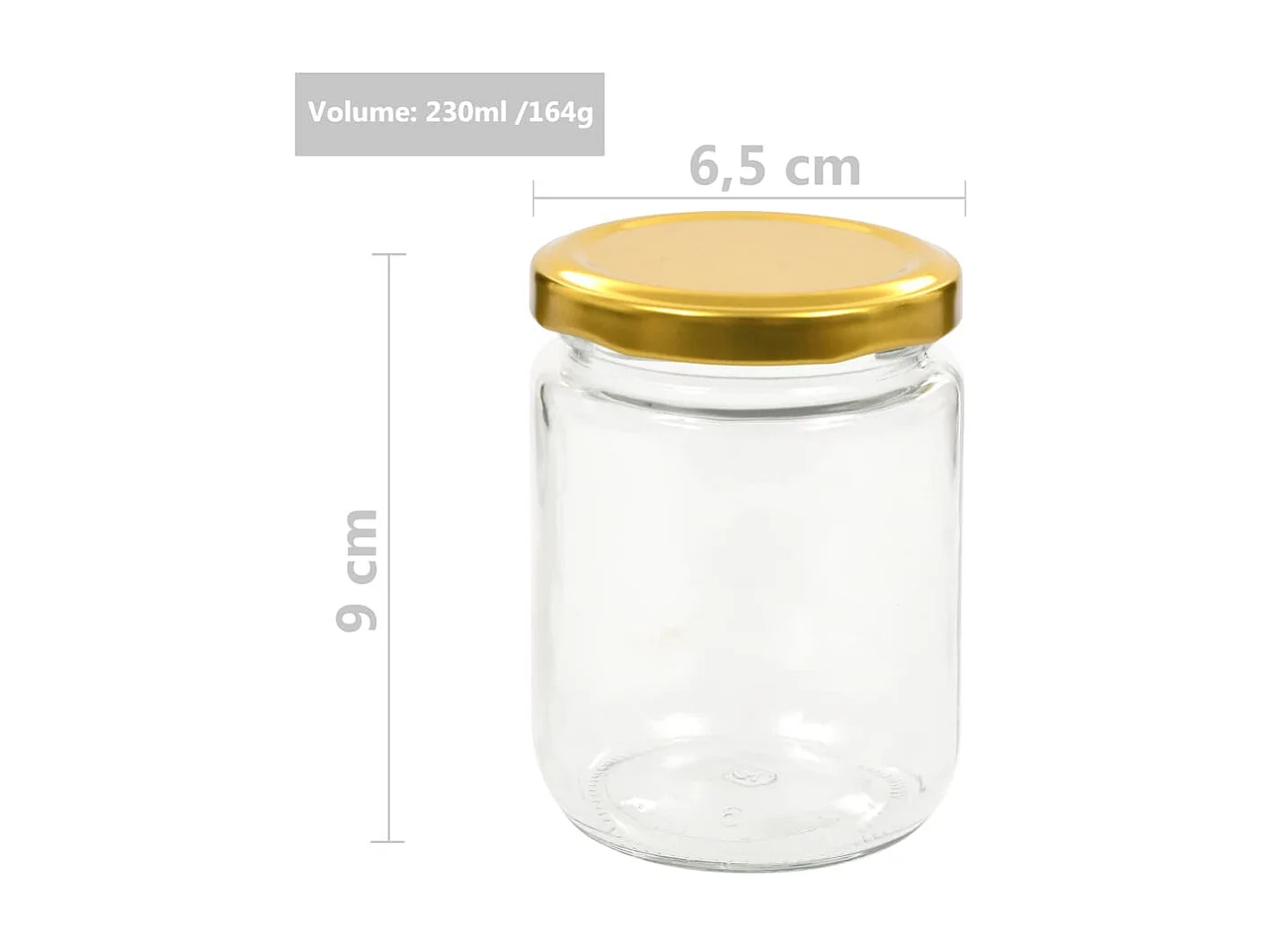 Drew Mason  Marmeladengläser mit Goldenem Deckel 48 Stk. 230 ml