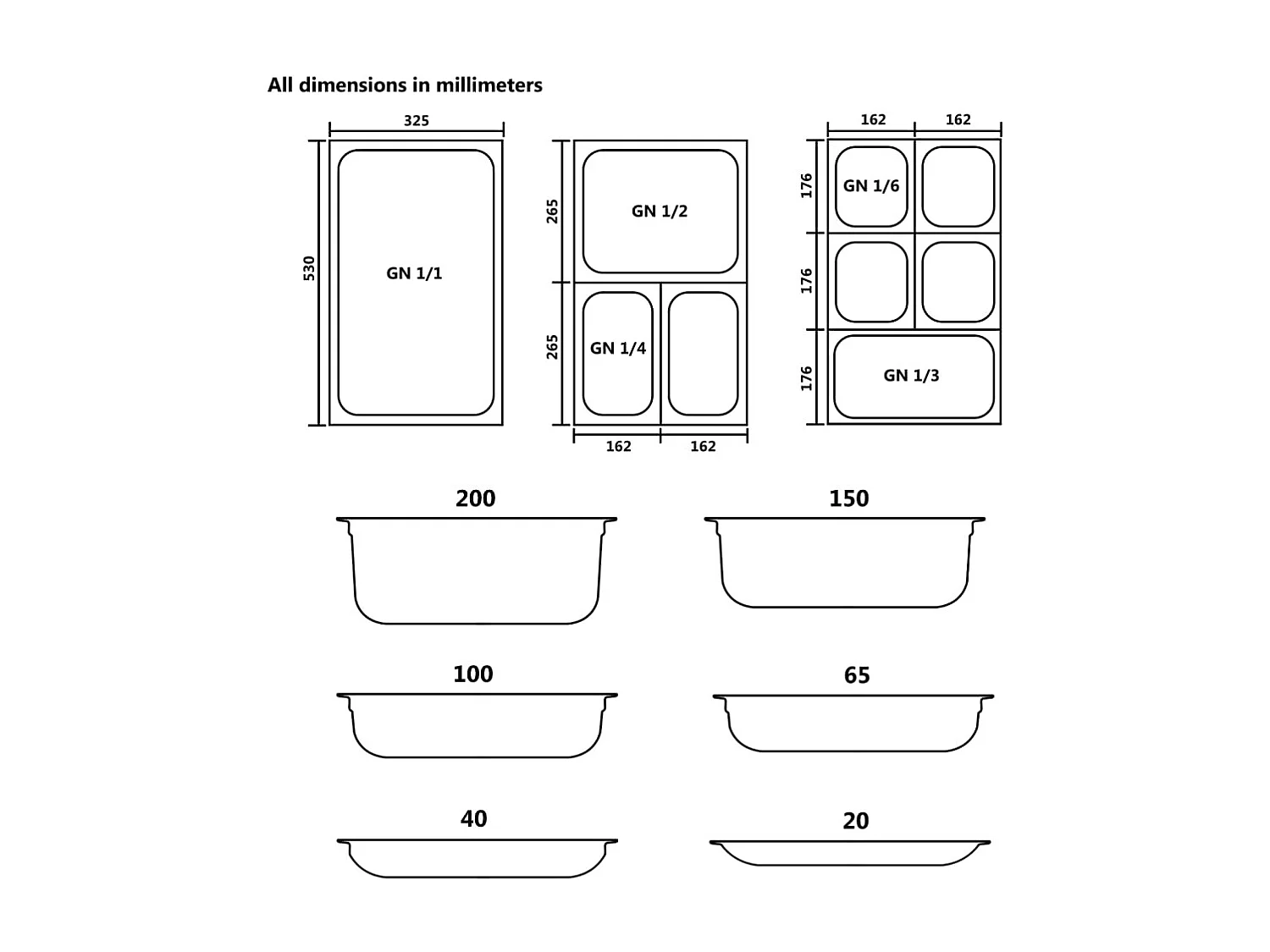 Ishpeming Couvercles de plateau 4 pcs GN 1/4 Acier inoxydable