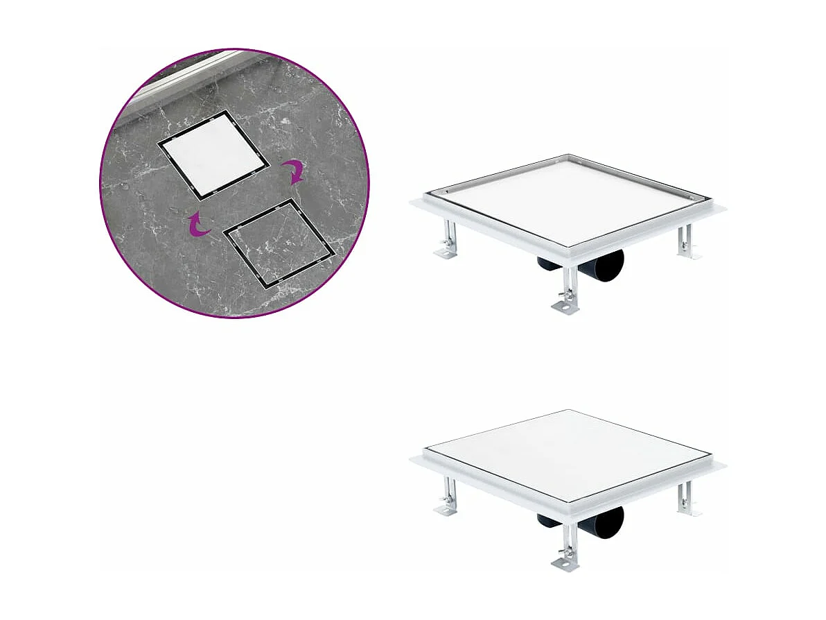 Tjorna  Drain de douche avec couvercle 2 en 1 28x28 cm Acier inoxydable