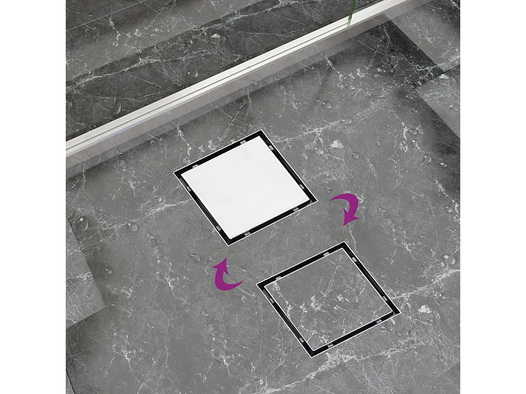 Tjorna  Drain de douche avec couvercle 2 en 1 28x28 cm Acier inoxydable