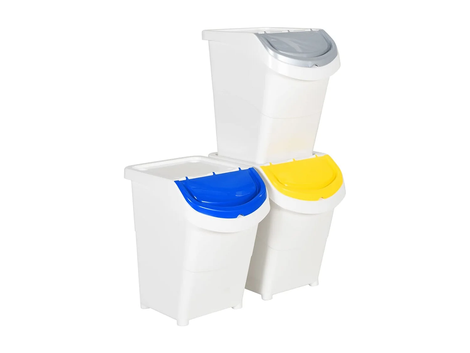 Tarrant  Poubelles empilables avec couvercles 3 pcs blanc PP 120 L