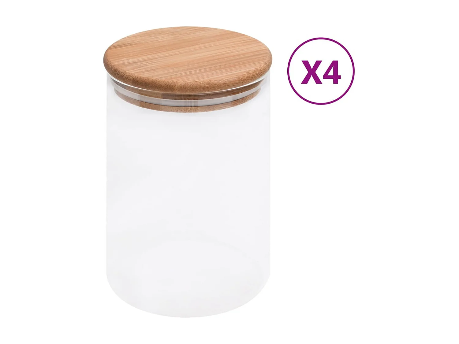 Claire-Bernadette-Marie  Pots de conservation en verre couvercle en bambou 4 pcs 800 ml