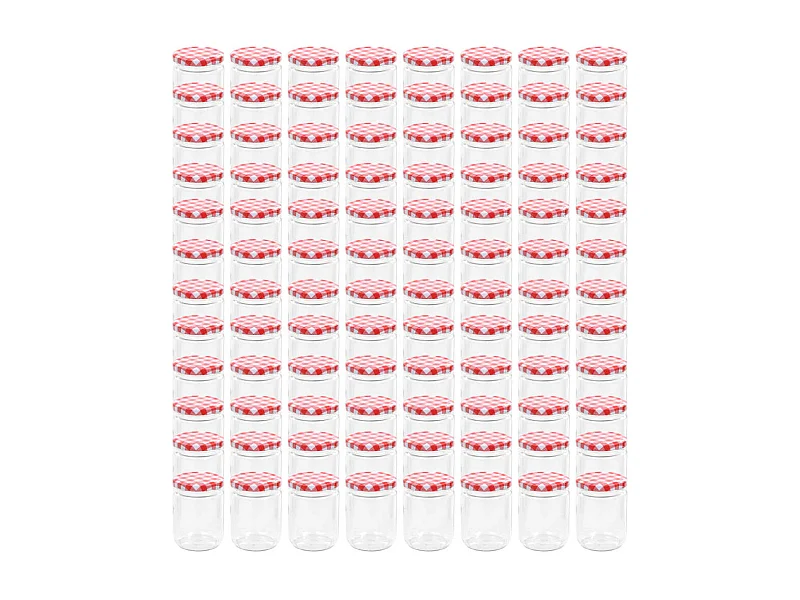 Drew Mason  Pots à confiture Couvercle blanc et rouge 96 pcs Verre 230 ml