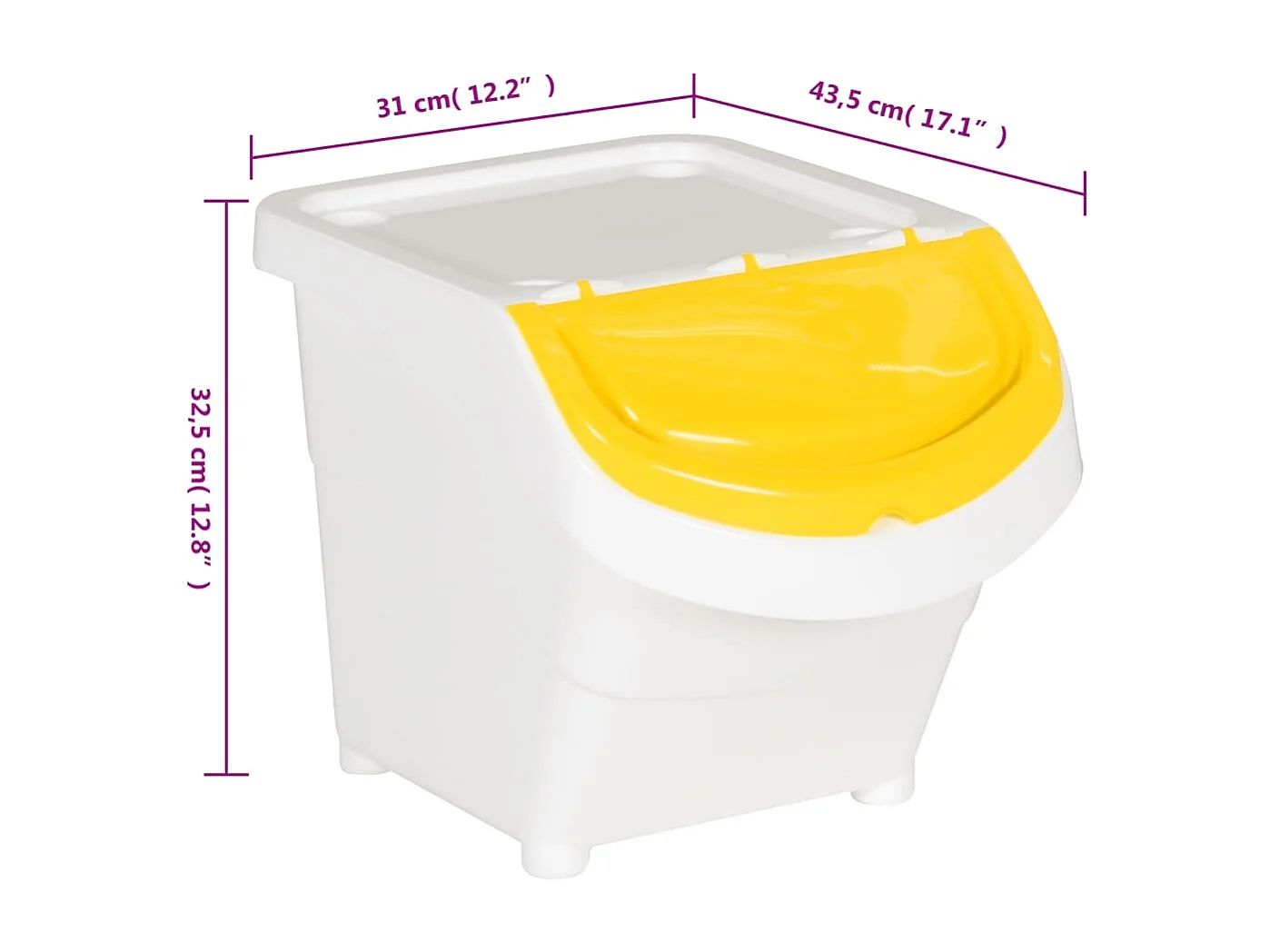 Tarrant  Cubos de basura apilables con tapa 3 uds PP blanco 78 L