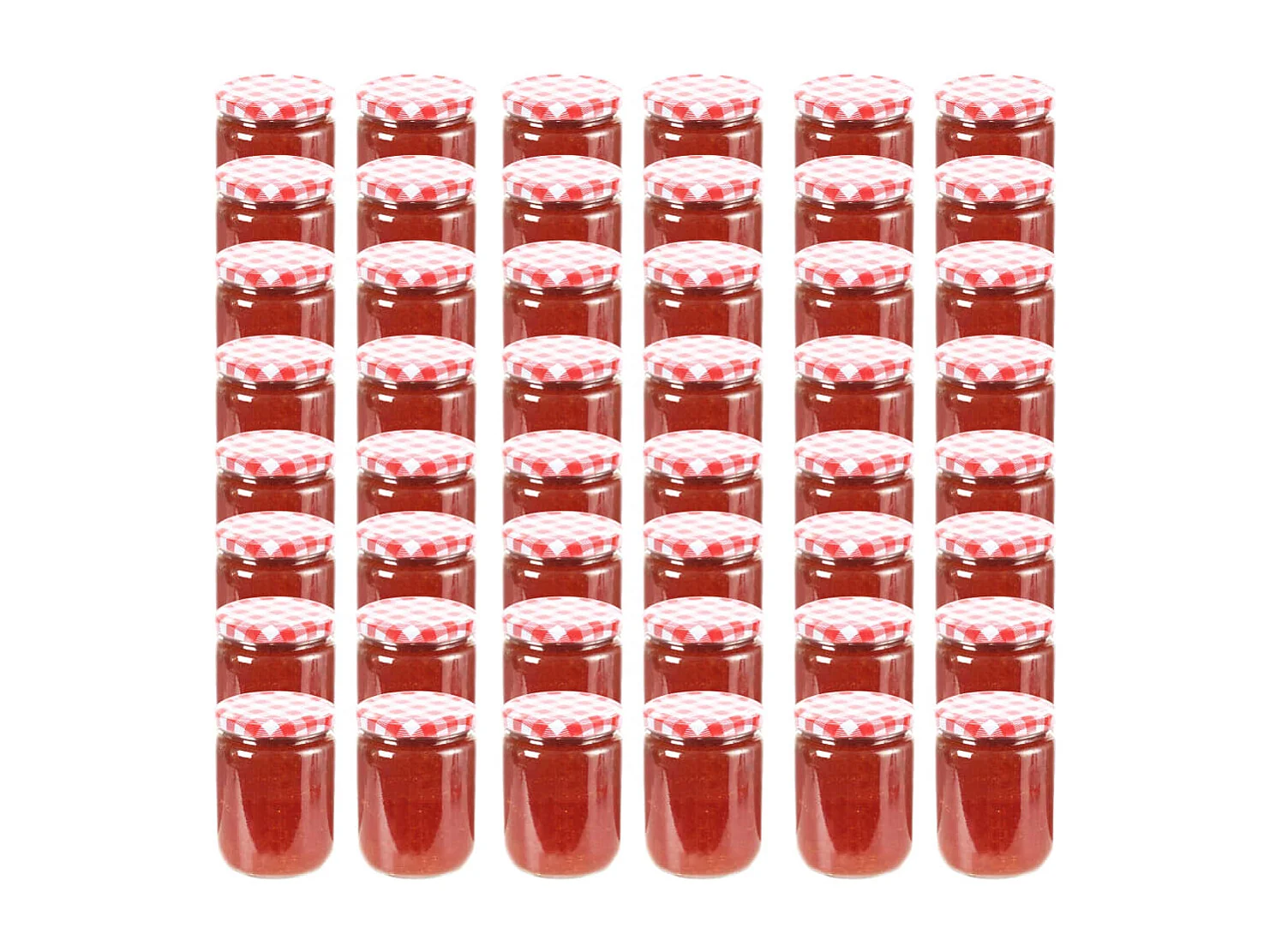 Drew Mason  48 pcs Pots à confiture Couvercle blanc et rouge Verre 230 ml