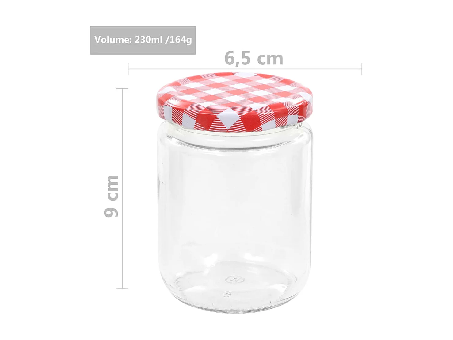 Drew Mason  48 pcs Pots à confiture Couvercle blanc et rouge Verre 230 ml