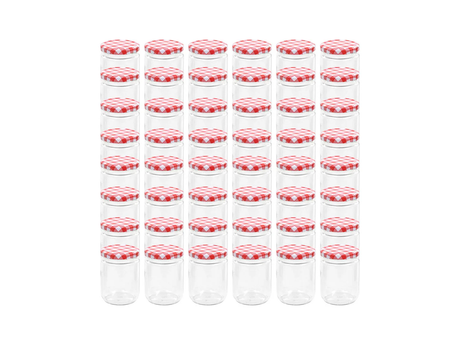 Drew Mason  48 pcs Pots à confiture Couvercle blanc et rouge Verre 230 ml