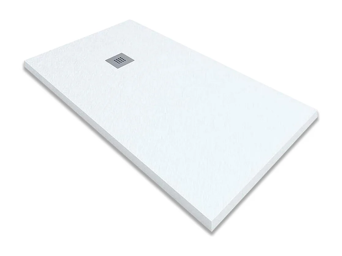Receveur de douche en résine antidérapant | Inclut une bonde d’évacuation et une grille | Couleur Blanc | 130x90cm