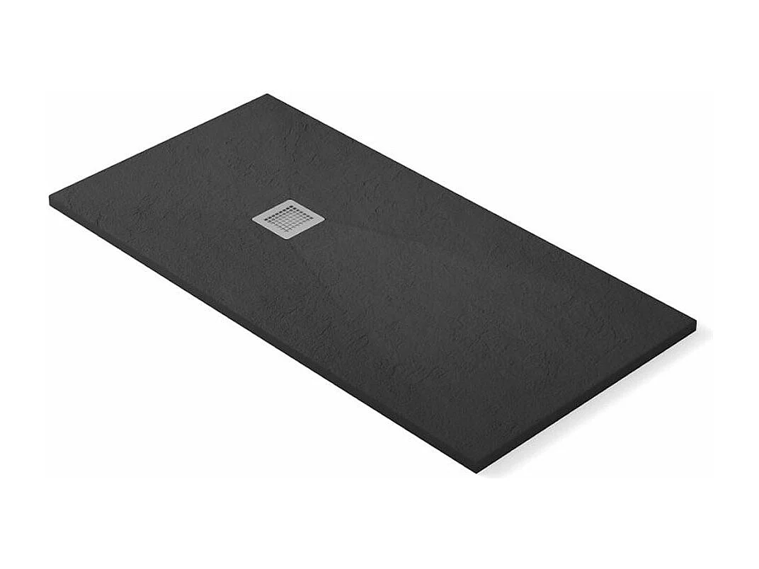 Resin Douchebak Extra Vlak Antislip | Afvoer en Rooster | Zachte Leisteen | Antraciet | 80 X 130cm