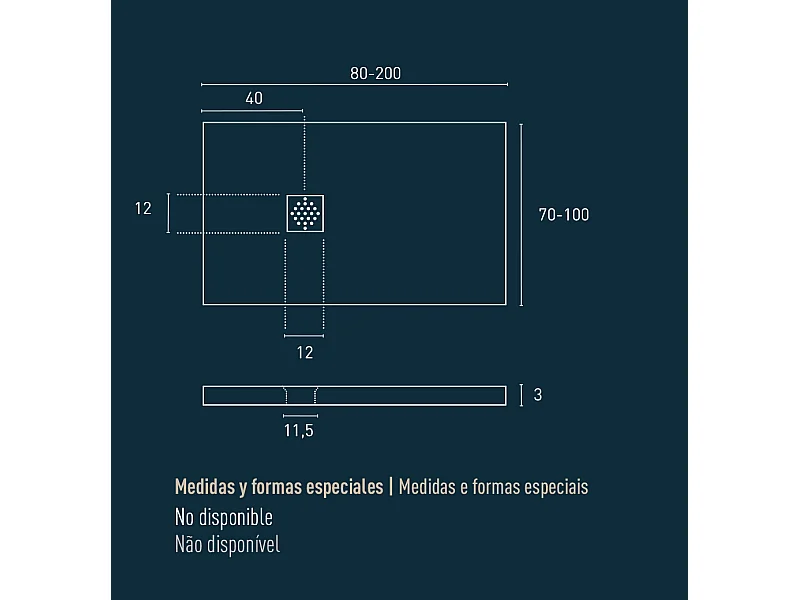 Resin Shower Tray Extra Flat Anti-Slip | Drain Valve and Grille | Soft Slate | Cement Grey | 90 X 140cm