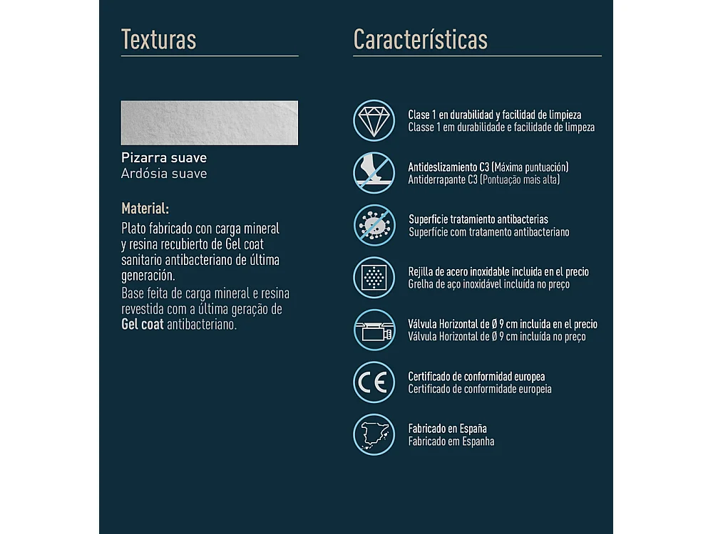 Extraplane Antislip Resin Douchebak | Afvoerklep en Rooster | Zachte Leisteen | Beige | 100 X 100cm