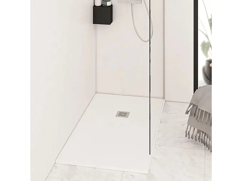 Receveur de douche en résine antidérapant | Inclut une bonde d’évacuation et une grille | Couleur Blanc | 170x80cm