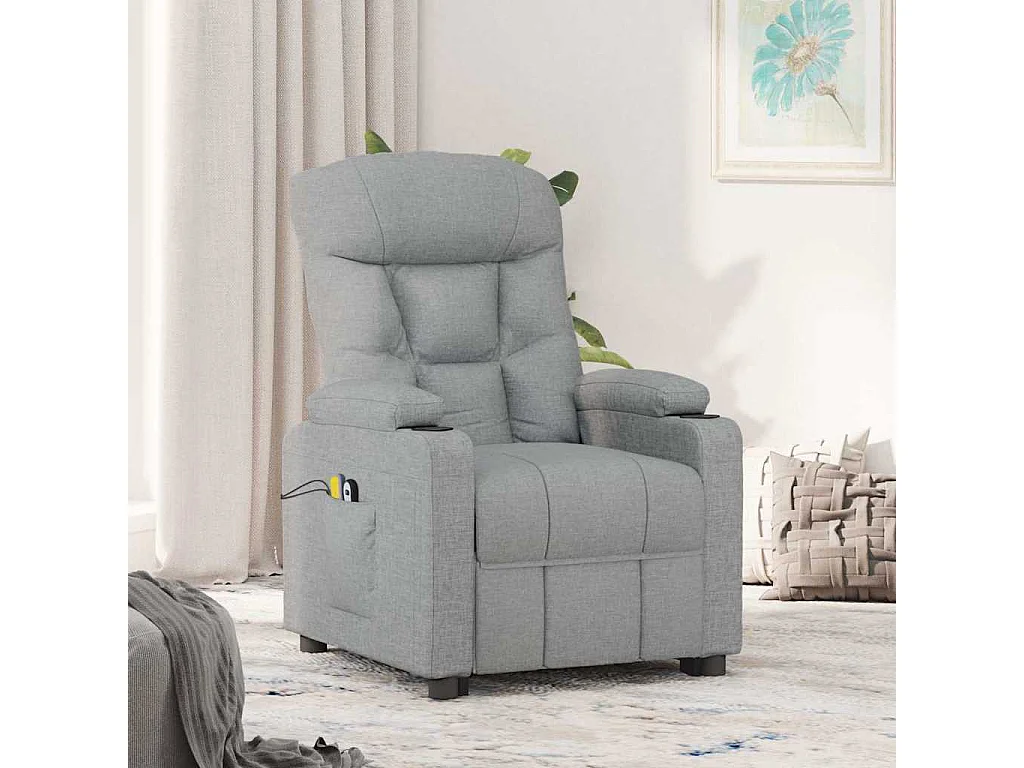 Erian  Fauteuil de massage inclinable Gris clair Tissu