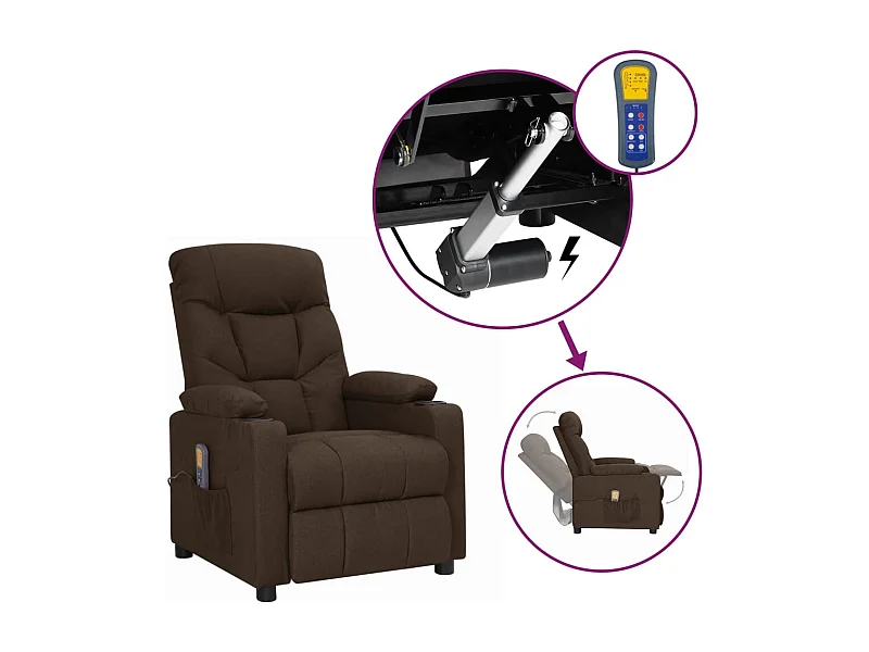 Erian  Fauteuil de massage Marron foncé Tissu