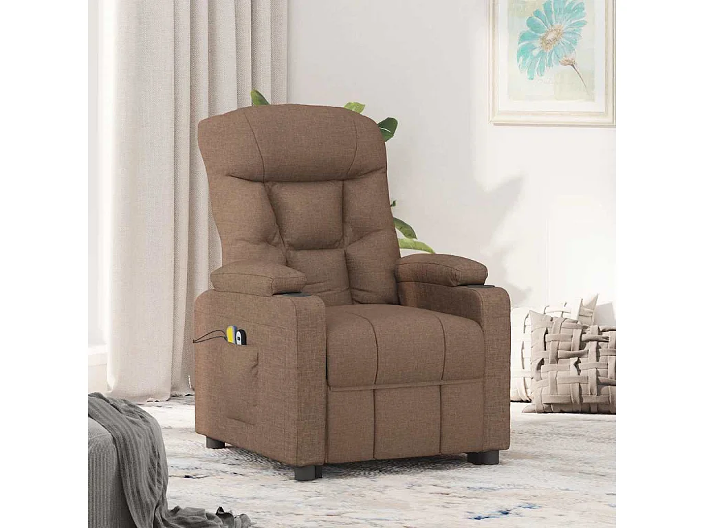 Erian  Massagesessel mit Aufstehlfe Braun Stoff