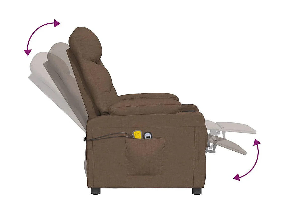 Erian  Massagesessel mit Aufstehlfe Braun Stoff