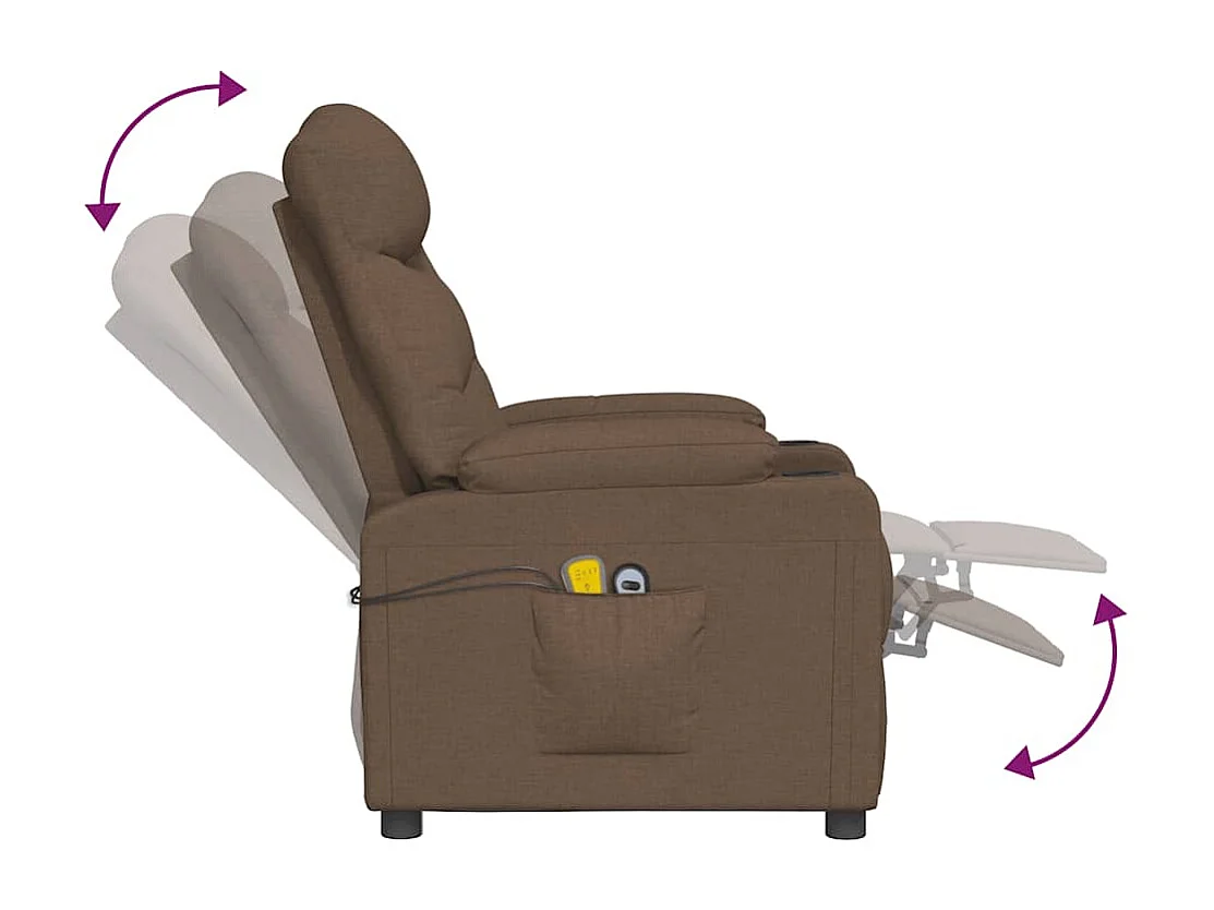 Erian  Massagesessel mit Aufstehlfe Braun Stoff