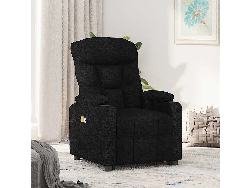 Erian  Massagesessel mit Aufstehlfe Schwarz Stoff