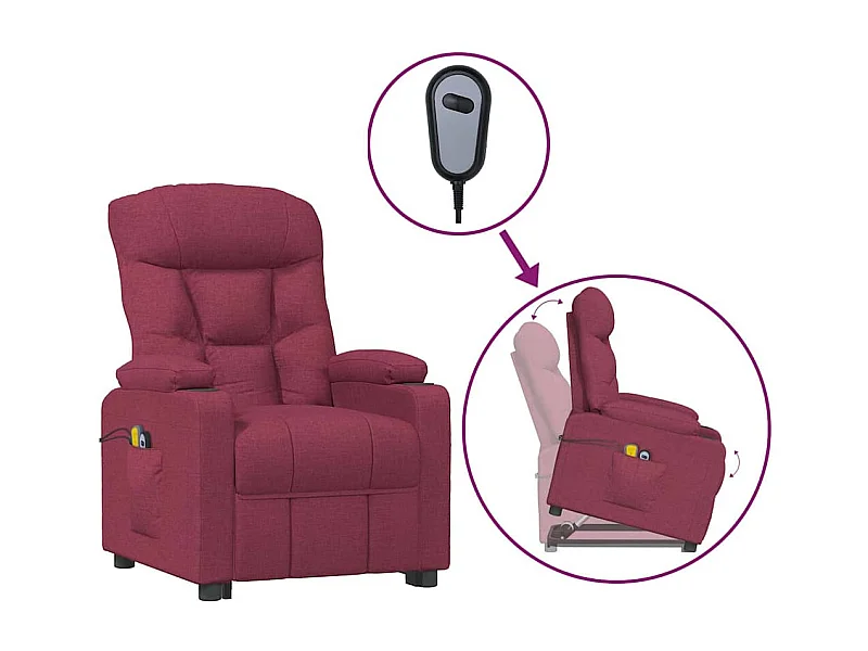 Erian  Massagesessel mit Aufstehlfe Weinrot Stoff