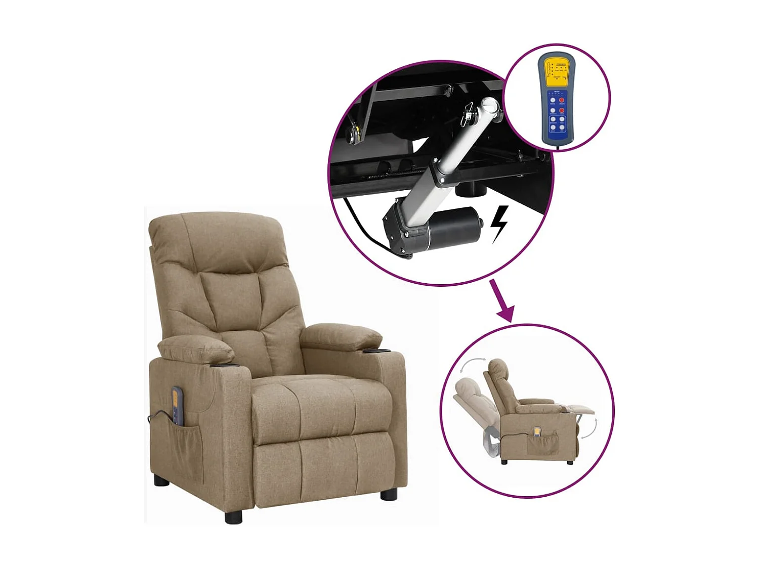 Erian  Fauteuil de massage Taupe Tissu