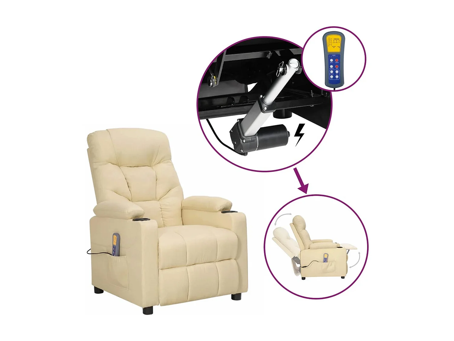 Erian  Fauteuil de massage Crème Tissu