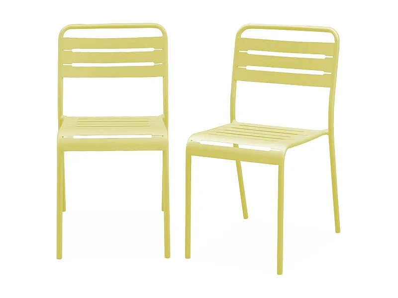 Silla de jardín de acero, set de 2 amarillo