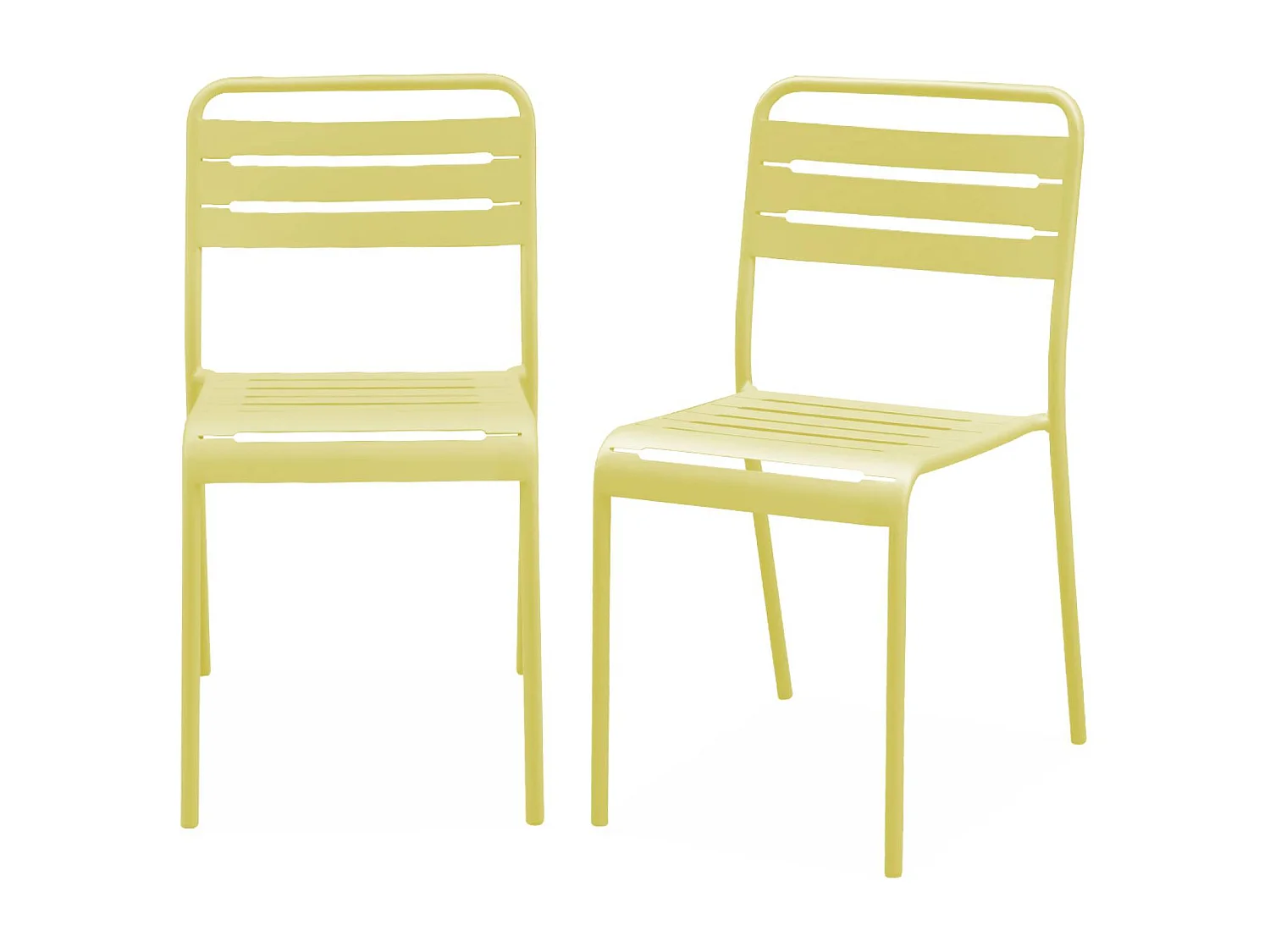 Lot de 2 chaises de jardin acier. 2 places. jaune. Amelia. L44 x P52 x H79cm