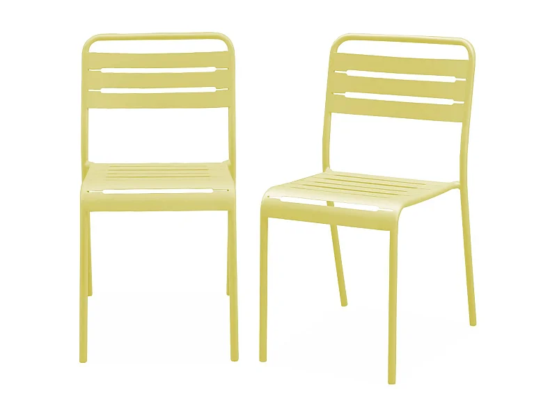 Silla de jardín de acero, set de 2 amarillo